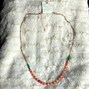 Pink green beaned chain necklace